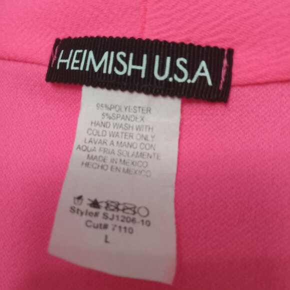 HEIMISH USA- NWOT NEON PINK STRETCHY OPEN BLAZER SIZE LARGE - Picture 5 of 6